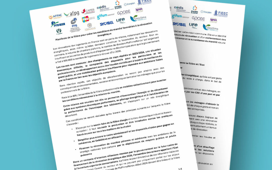 L’AFPAC cosignataire d’un manifeste pour relancer la rénovation énergétique 